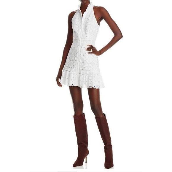 Aqua Dresses & Skirts - Aqua Women's Lace Mini Shirt Dress White Size S NWT